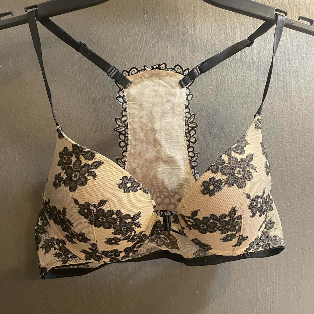 PINK Floral Lace Bra
